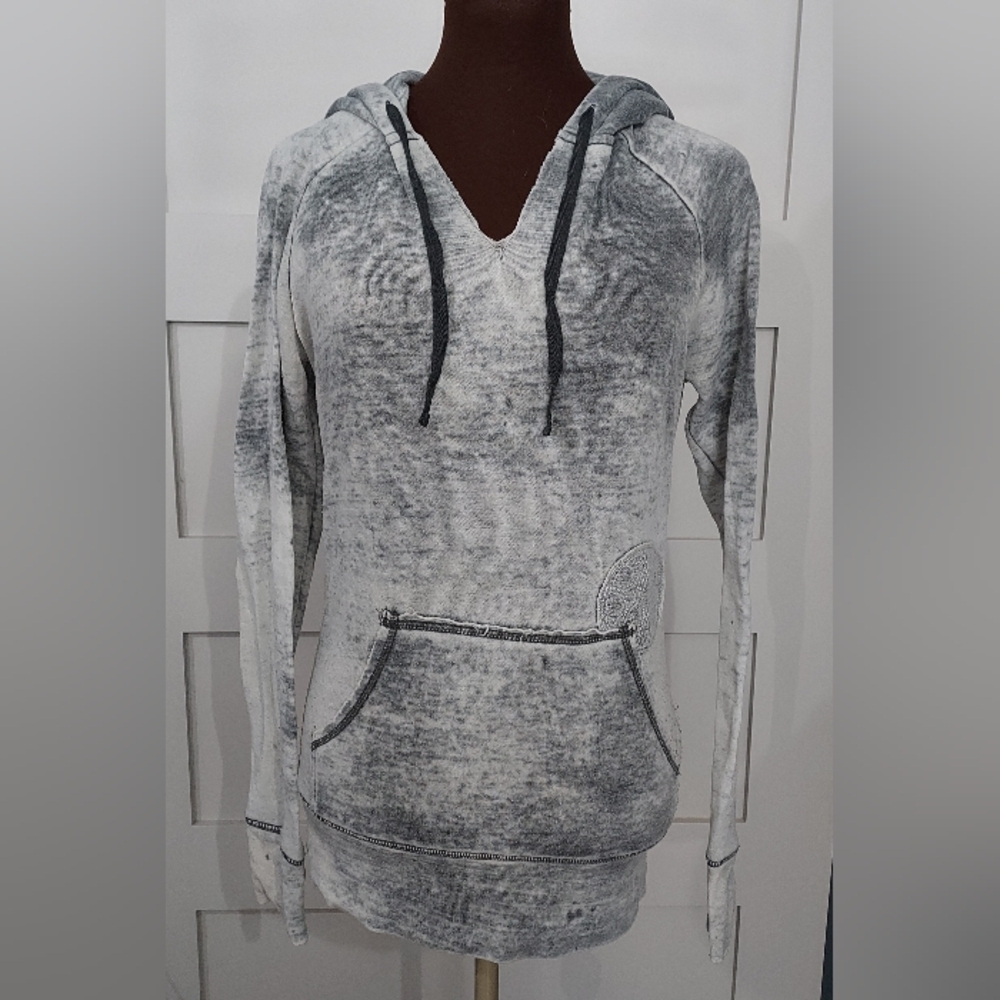 EUC Billabong Heather Gray Distressed Hoodie SIZE MED